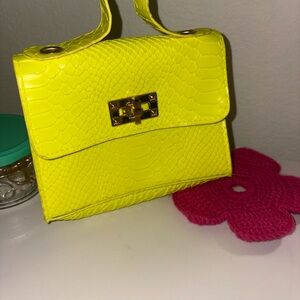 Tiny Bright Yellow Snakeskin Pattern Handbag